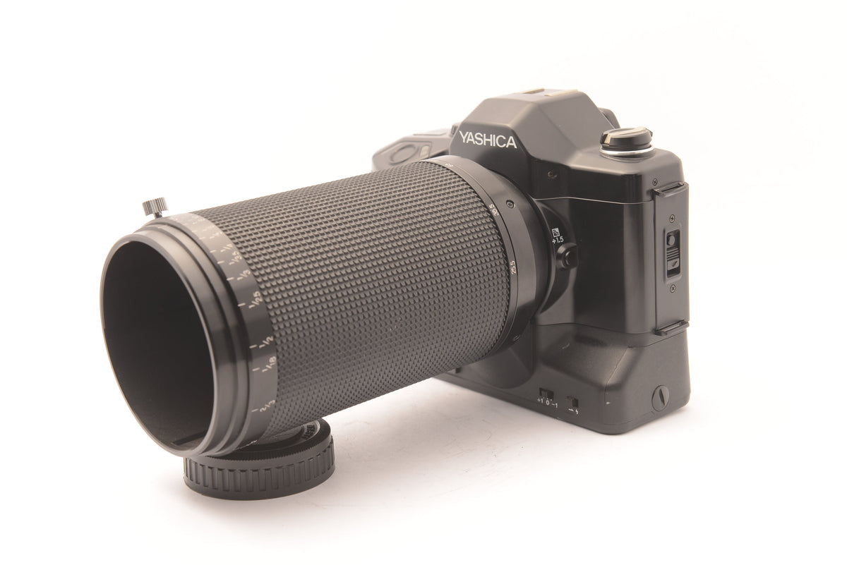 Yashica Dental Eye II with Macro 100mm f/4 – front three-quarter view