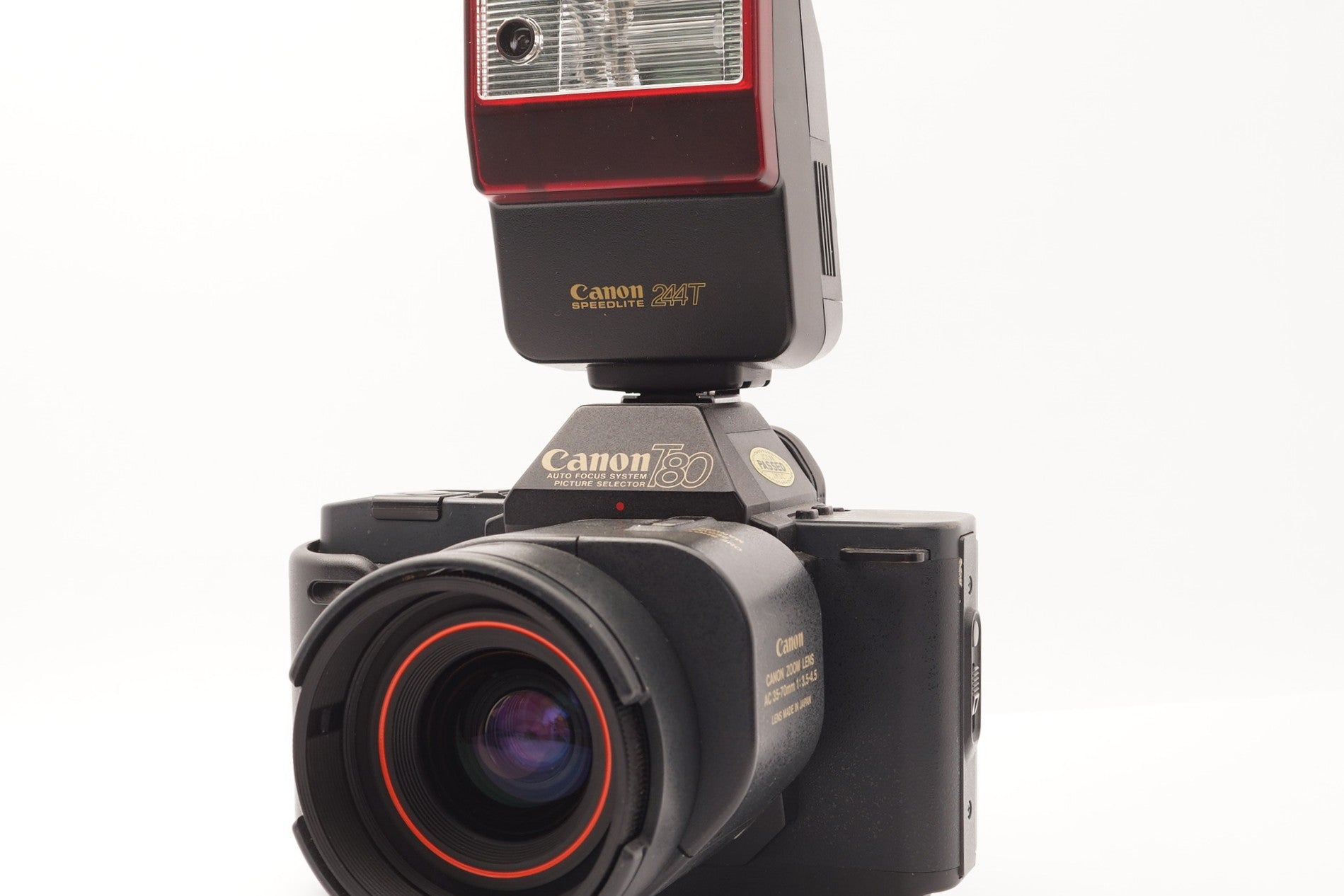 Canon T80 35mm SLR with AC 35-70mm & 75-200mm Lenses – Very Good